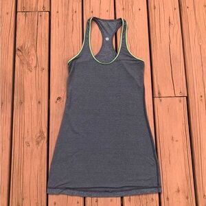 Lululemon Cool Racerback Tank Heathered Gray Reversible Green No Dot Size M (?)
